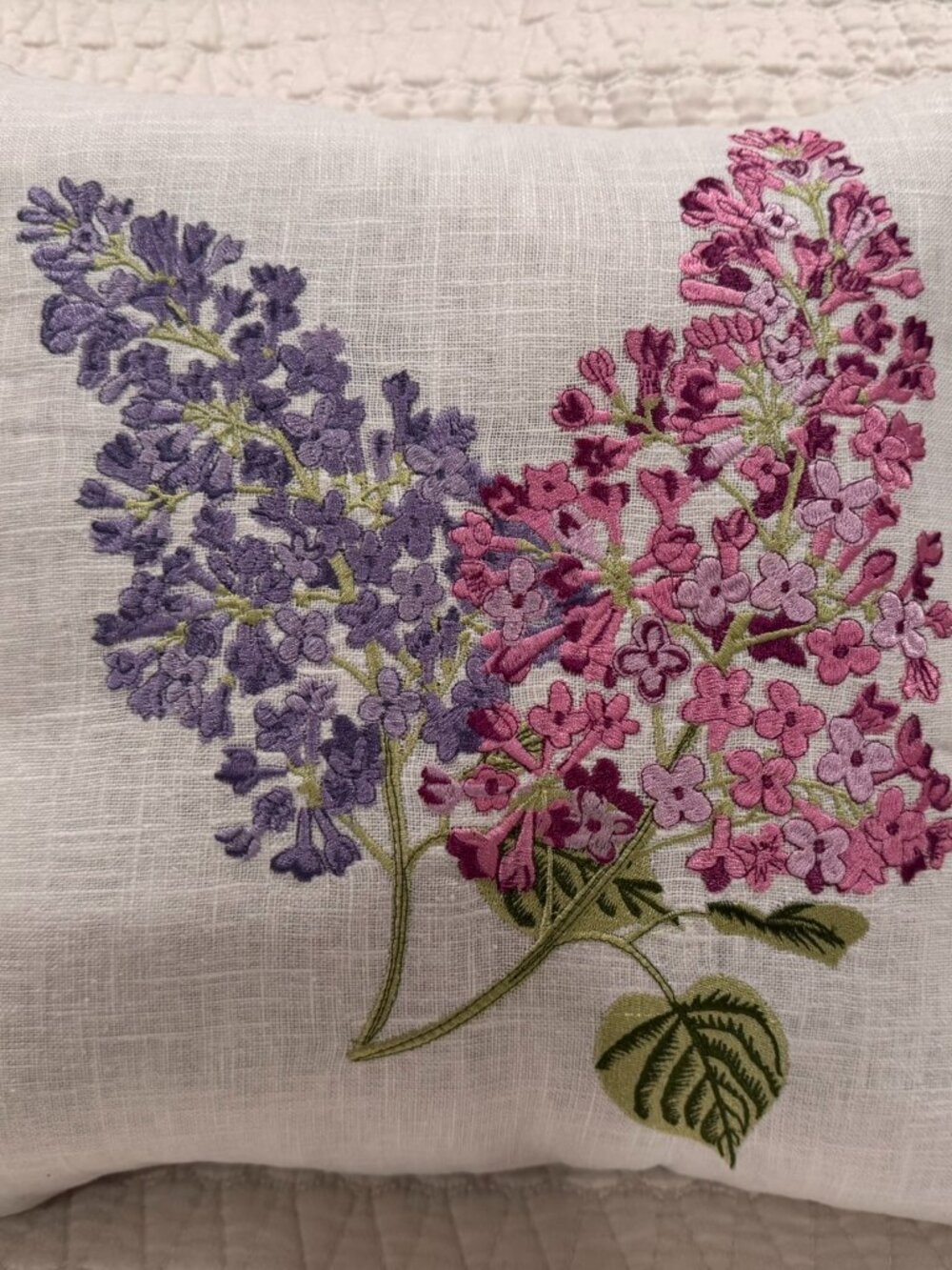 Peking Handicraft 16x16 Embroidered Floral Pillow NWT Pink Purple